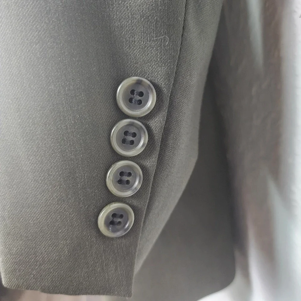 Joseph & Feiss Mens 36S 32x30 2pc Double Breasted Wool Suit Olive Green Business